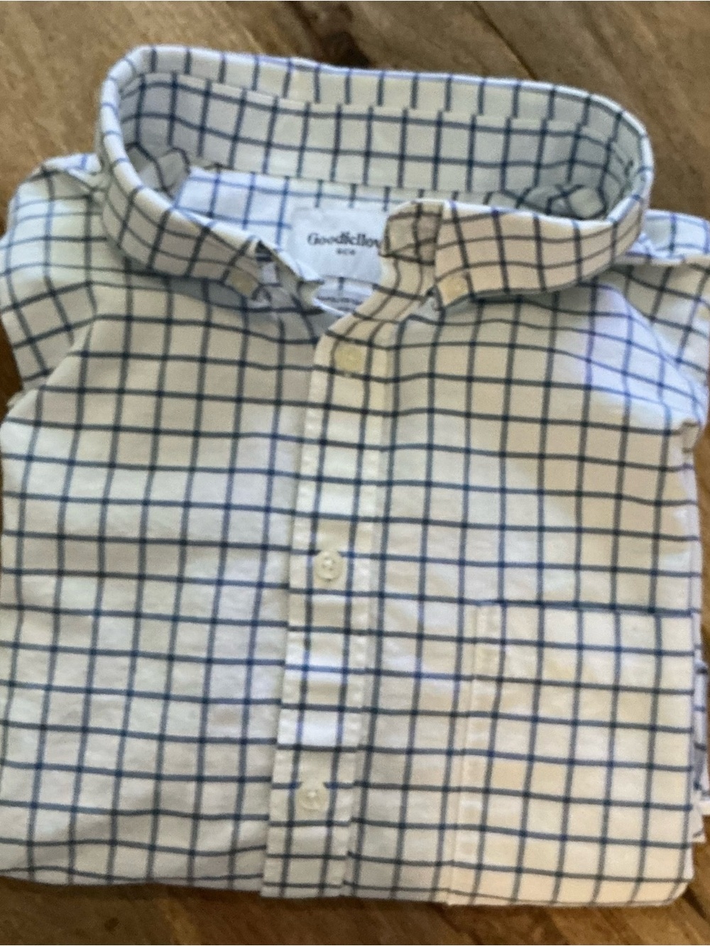 Men’s Goodfellow & Co White Shirt with Blue Windowpane Check XXL